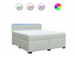 New Cama box spring con colchón terciopelo claro 180x200 cm Base De Cama De Láminas|Somier - 180X200Cm