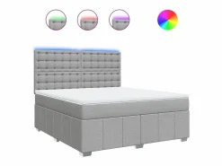 Cama box spring con colchón tela claro 180x200 cm Somier - 180X200Cm