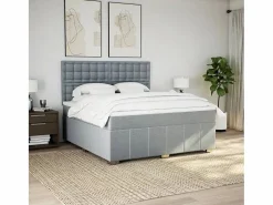 Cama box spring con colchón tela claro 180x200 cm Somier - 180X200Cm