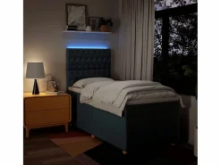 Clicnbuy Cama box spring con colchón tela 100x200 cm