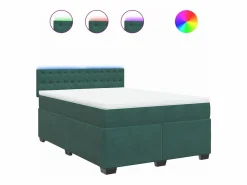 Clicnbuy Cama box spring con colchón terciopelo oscuro 160x200 cm