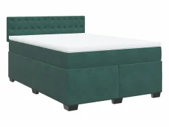 Clicnbuy Cama box spring con colchón terciopelo oscuro 160x200 cm