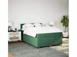 Clicnbuy Cama box spring con colchón terciopelo oscuro 160x200 cm