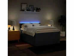 Clicnbuy Cama box spring con colchón tela 160x200 cm Azul