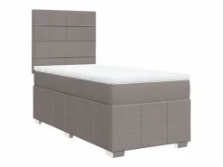 Clicnbuy Cama box spring con colchón tela gris taupe 90x190 cm