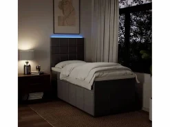 Clicnbuy Cama box spring con colchón tela gris taupe 90x190 cm