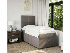 Clicnbuy Cama box spring con colchón tela gris taupe 90x190 cm