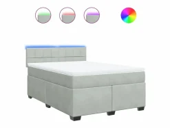 Clicnbuy Cama box spring con colchón terciopelo claro 160x200 cm
