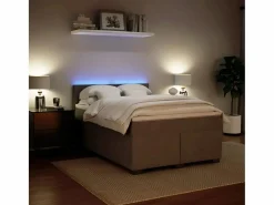 Clicnbuy Cama box spring con colchón terciopelo claro 160x200 cm