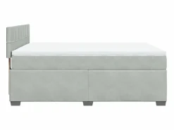 Clicnbuy Cama box spring con colchón terciopelo claro 160x200 cm