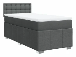 Clicnbuy Cama box spring con colchón tela oscuro 90x190 cm