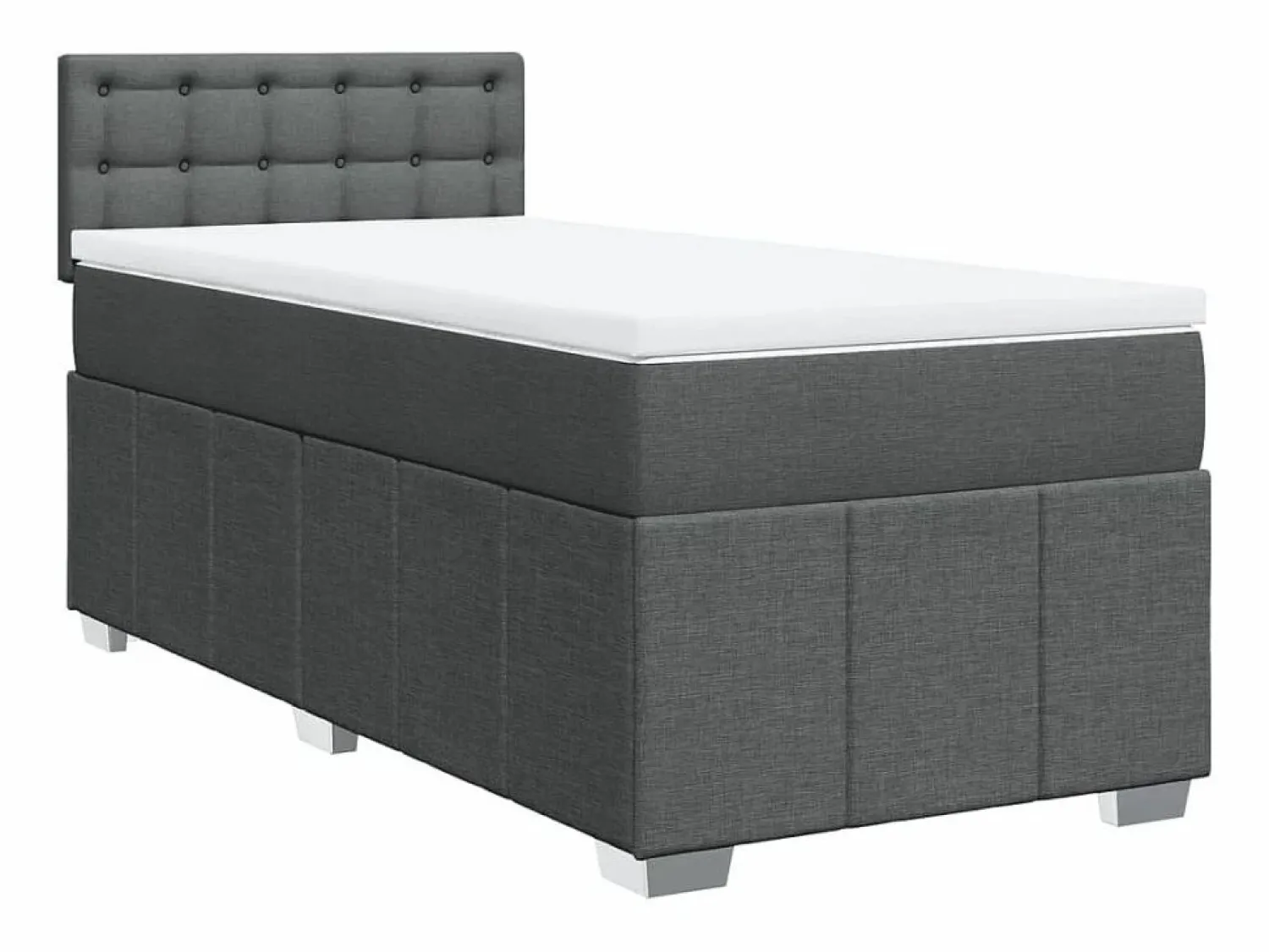 Clicnbuy Cama box spring con colchón tela oscuro 90x190 cm