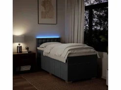 Clicnbuy Cama box spring con colchón tela oscuro 90x190 cm