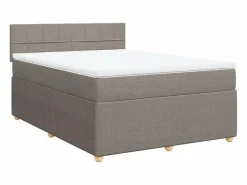 Clicnbuy Cama box spring con colchón tela gris taupe 140x200 cm
