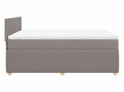 Clicnbuy Cama box spring con colchón tela gris taupe 140x200 cm