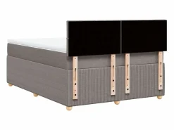 Clicnbuy Cama box spring con colchón tela gris taupe 140x200 cm