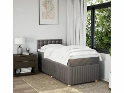 New Clicnbuy Cama box spring con colchón tela gris taupe 90x190 cm Topo