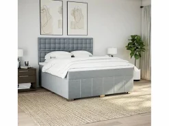 Hot Clicnbuy Cama box spring con colchón tela claro 180x200 cm Gris