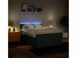 Clicnbuy Cama box spring con colchón tela 160x200 cm Azul