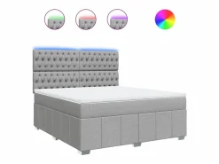 Online Cama box spring con colchón tela claro 180x200 cm Base De Cama De Láminas|Somier - 180X200Cm