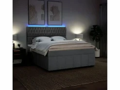 Online Cama box spring con colchón tela claro 180x200 cm Base De Cama De Láminas|Somier - 180X200Cm
