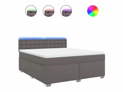 Clicnbuy Cama box spring con colchón cuero sintético 180x200 cm