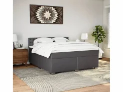Clicnbuy Cama box spring con colchón cuero sintético 180x200 cm