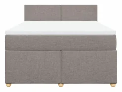Hot Clicnbuy Cama box spring con colchón tela gris taupe 160x200 cm Topo