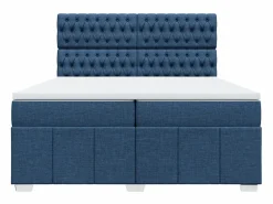 Best Clicnbuy Cama box spring con colchón tela 200x200 cm Azul