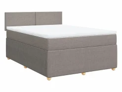Clearance Cama box spring con colchón tela gris taupe 140x200 cm Base De Cama De Láminas
