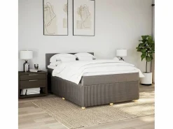 Clearance Cama box spring con colchón tela gris taupe 140x200 cm Base De Cama De Láminas