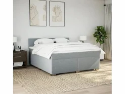 Clearance Cama box spring con colchón tela claro 180x200 cm Somier - 180X200Cm