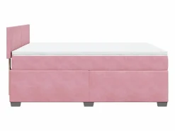 Clearance Clicnbuy Cama box spring con colchón terciopelo 160x200 cm Rosa