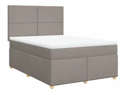 Clicnbuy Cama box spring con colchón tela gris taupe 160x200 cm