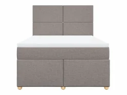 Clicnbuy Cama box spring con colchón tela gris taupe 160x200 cm