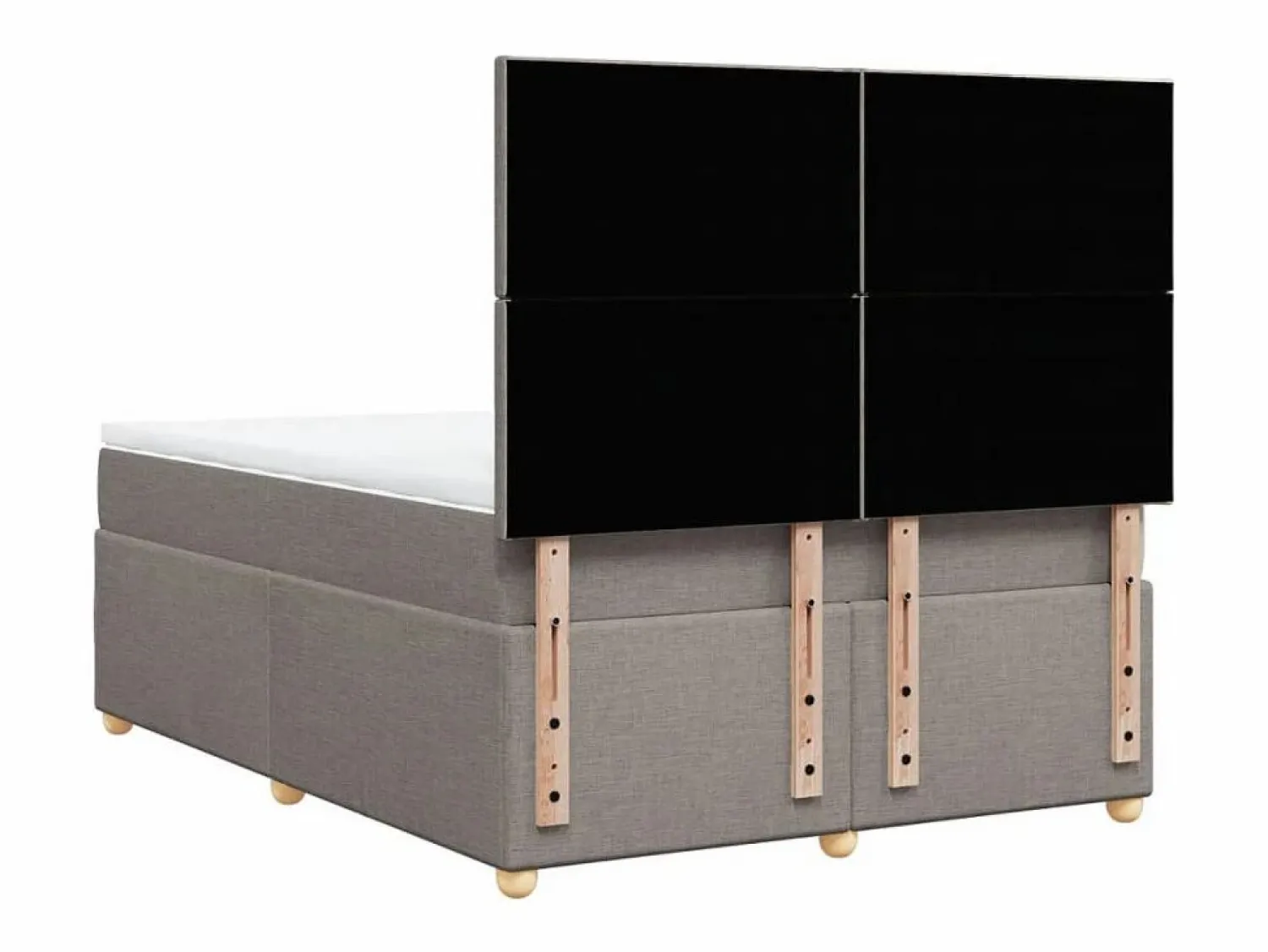 Clicnbuy Cama box spring con colchón tela gris taupe 160x200 cm