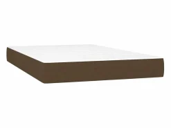 Clicnbuy Cama box spring con colchón y LED tela marrón oscuro 120x200 cm