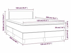 Clicnbuy Cama box spring con colchón y LED tela marrón oscuro 120x200 cm
