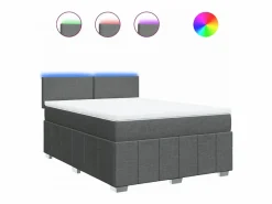 Clicnbuy Cama box spring con colchón tela oscuro 160x200 cm