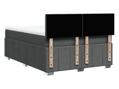 Clicnbuy Cama box spring con colchón tela oscuro 160x200 cm