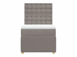 Online Cama box spring con colchón tela gris taupe 90x190 cm Base De Cama De Láminas