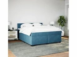 Clearance Clicnbuy Cama box spring con colchón terciopelo 180x200 cm Azul