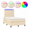 Best Clicnbuy Cama box spring con colchón y luces LED tela crema 120x190 cm