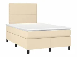 Best Clicnbuy Cama box spring con colchón y luces LED tela crema 120x190 cm