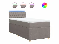 Clicnbuy Cama box spring con colchón tela gris taupe 90x190 cm