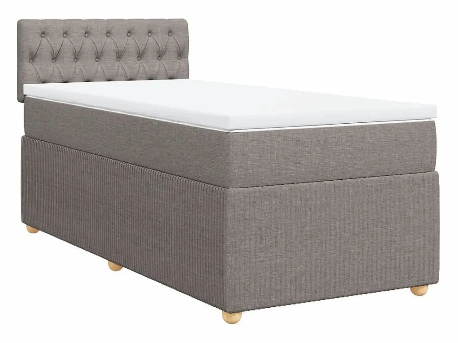 Clicnbuy Cama box spring con colchón tela gris taupe 90x190 cm