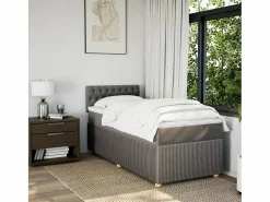Clicnbuy Cama box spring con colchón tela gris taupe 90x190 cm