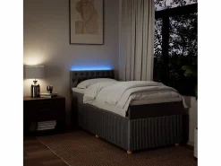 Clicnbuy Cama box spring con colchón tela gris taupe 90x190 cm