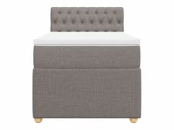 Clicnbuy Cama box spring con colchón tela gris taupe 90x190 cm