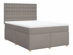 Hot Clicnbuy Cama box spring con colchón tela gris taupe 140x190 cm Topo